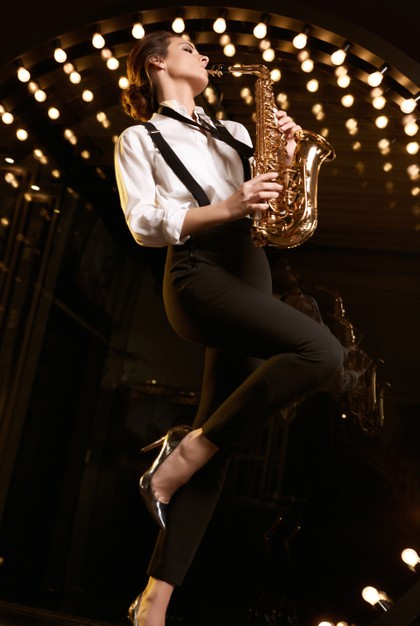 woman with saxophone